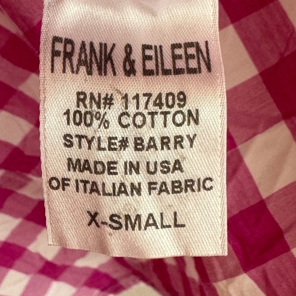Frank & Eileen 'Barry' Pink Gingham Crinkle Button Up Shirt, Size XS - Picture 7 of 8